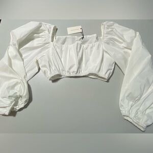 NWT Mimosa Crop Blouse With Puffy Sleeves